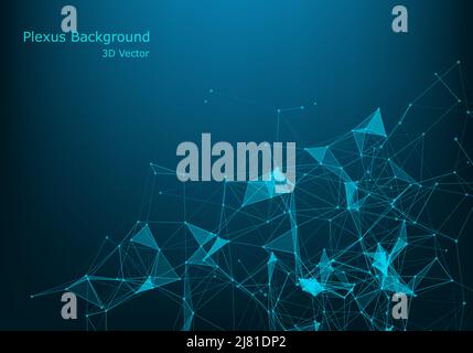 Vector abstract futuristic digital landscape with particles dots and stars on horizon. computer geometric digital connection structure. Futuristic blu Stock Vector