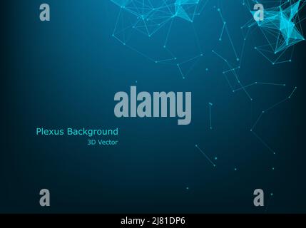 Abstract plexus background with connected lines and dots. Wave flow. Plexus geometric effect Big data with compounds. Lines plexus, minimal array. Dig Stock Vector