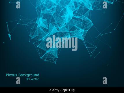Abstract technology and future background. Connected triangles, dots and lines in empty space. Stock Vector