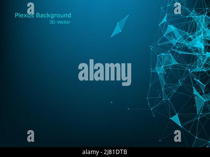 Abstract 3d technology futuristic geometrical and science neon background. Plexus digital wallpaper. Business concept. Medical structure and artificia Stock Vector