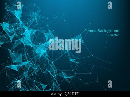 Abstract plexus background with connected lines and dots. Wave flow. Plexus geometric effect Big data with compounds. Lines plexus, minimal array. Dig Stock Vector