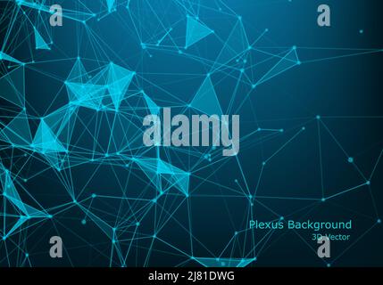 Abstract 3d technology futuristic geometrical and science neon background. Plexus digital wallpaper. Business concept. Medical structure and artificia Stock Vector