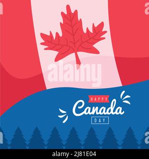 canada day lettering with flag poster Stock Vector