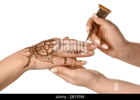 Henna tattoo flower template in indian style Vector Image