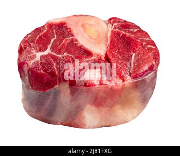 Isolated raw beef shank on the white background Stock Photo