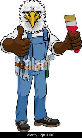 Eagle Painter Decorator Holding Paintbrush Stock Vector
