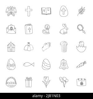 easter hand drawn linear doodles Stock Vector