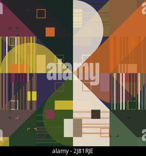 Abstract vector graphics design made with generative art approach using different geometric shapes and bold forms for poster, cover, art, presentation Stock Vector