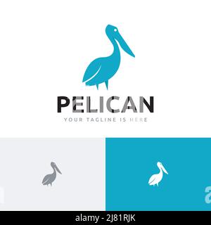 Pelican Exotic Bird Simple Flat Logo Symbol Template Stock Vector