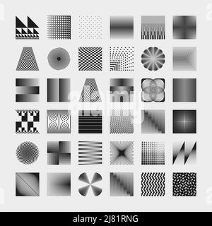 Abstract vector symbols collection with random effect inspired by brutalist aesthetics made with geometric forms and graphics elements for posters, co Stock Vector