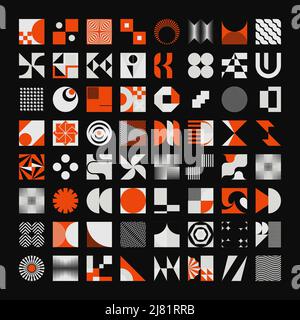 Logo modernism aesthetics vector abstract shapes collection made with minimalist geometric forms and graphics elements for poster, cover, art, present Stock Vector