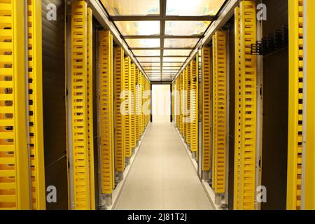 Server room. New room for computer servers. Innovation Stock Photo