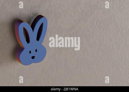 Beautiful abstract illustrations Blue Rabbit symbol icons on a wall background. 3d rendering illustration. Background pattern for design. Stock Photo