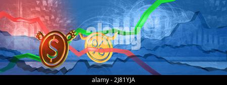 bullish central bank interest rates to usd. financial crisis and inflation concept in united states. 3d illustration of expensive currency Stock Photo