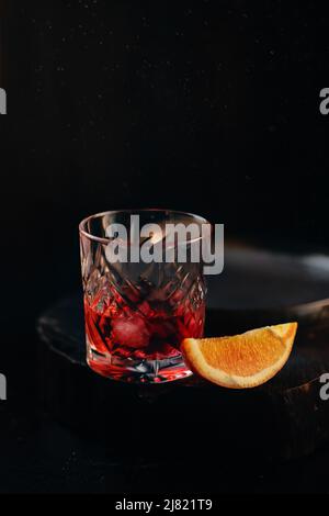 homemade alcoholic drink on a dark background Stock Photo
