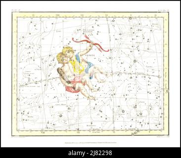 Alexander Jamieson - Gemini Twins - Plate 15 from A celestial atlas comprising a systematic display of the heavens - 1822 Stock Photo