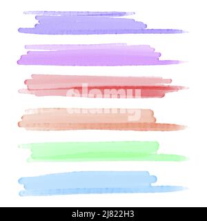 Set of watercolor vector long brush strokes Stock Vector