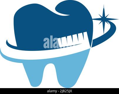 Dental care logo design with toothbrush element Icon Illustration Brand Identity Stock Vector