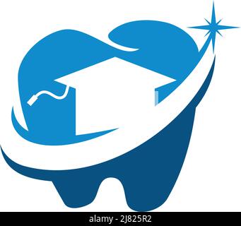 dental and dentist education logo design Icon Illustration Brand Identity Stock Vector