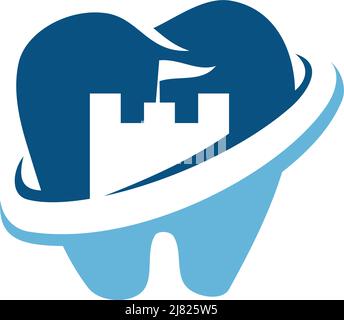 Dental castle logo Icon Illustration Brand Identity Stock Vector