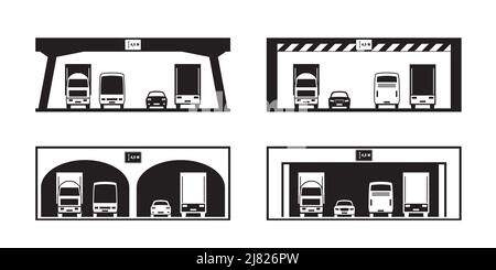 Sign indicating underpass clearance height on road – vector illustration Stock Vector