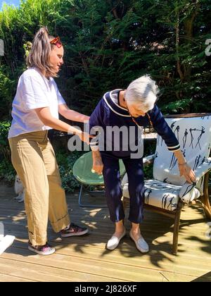 Living with Alzheimer's disease, Family reunion, Bron, France Stock Photo