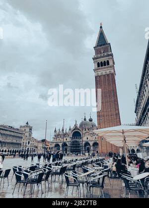 St Mark's Square in the rain, Venice Stock Photo