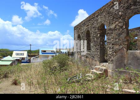 Ruine de léproserie de l'île de la Désirade, Guadeloupe Stock Photo