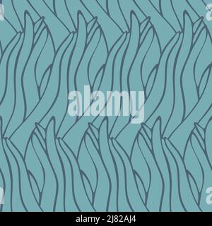 Seamless vector pattern with abstract water texture on blue background. Decorative wavy wallpaper design. Modern curve fashion textile. Stock Vector