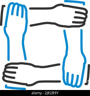 Icon Of Crossed Hands. Editable Bold Outline With Color Fill Design. Vector Illustration. Stock Vector