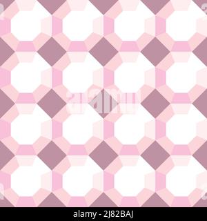 Repeat vector pattern with 3d diamond on pink background. Simple geometrical illusion wallpaper design. Decorative optical fashion textile. Stock Vector