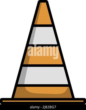 Icon Of Traffic Cone. Editable Bold Outline With Color Fill Design. Vector Illustration. Stock Vector