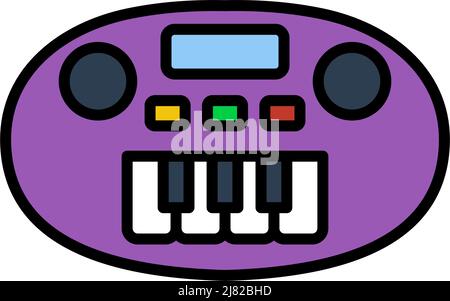 Synthesizer Toy Icon. Editable Bold Outline With Color Fill Design. Vector Illustration. Stock Vector