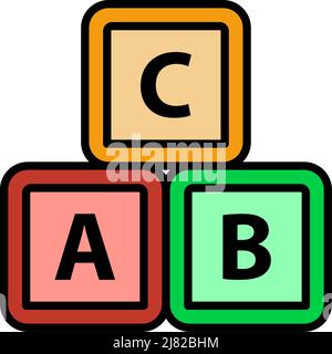 Box Of Bricks Icon. Editable Bold Outline With Color Fill Design. Vector Illustration. Stock Vector