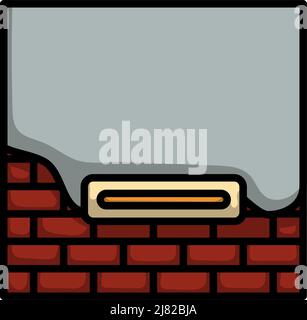 Icon Of Plastered Brick Wall. Editable Bold Outline With Color Fill Design. Vector Illustration. Stock Vector