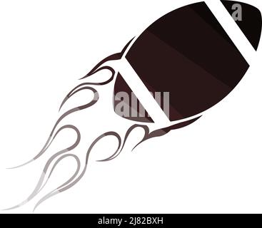 American Football Fire Ball Icon. Flat Color Ladder Design. Vector Illustration. Stock Vector