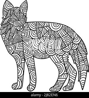 Fox Mandala Coloring Pages for Adults Stock Vector