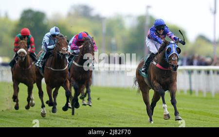 Fine Wine ridden by Jack Duern (right) goes on to win The Paddy Power ÔMaking Flat Less FlatÕ Handicap during day two of the Dante Festival 2022 at York racecourse. Picture date: Thursday May 12, 2021. Stock Photo