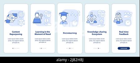 Trendy skills to learn light blue onboarding mobile app screen Stock Vector