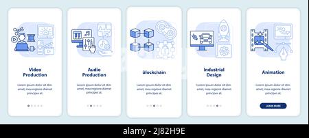 Competitive job candidate skills light blue onboarding mobile app screen Stock Vector