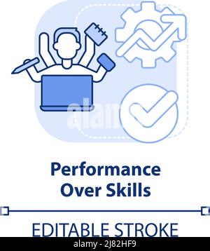 Performance over skills light blue concept icon Stock Vector