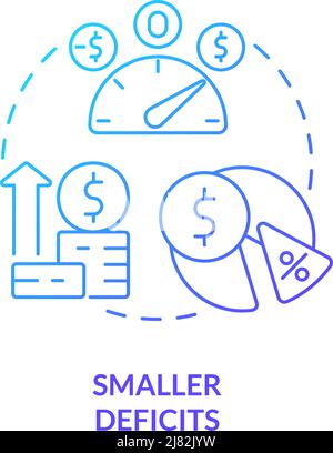 Smaller deficits blue gradient concept icon Stock Vector