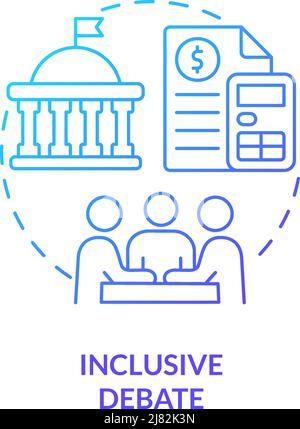 Inclusive debate blue gradient concept icon Stock Vector
