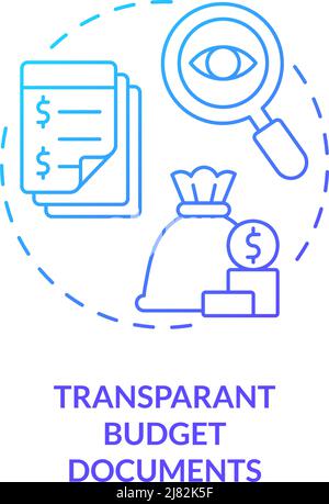 Transparent budget documents blue gradient concept icon Stock Vector