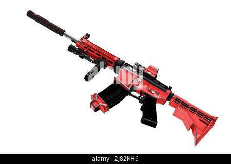 3d model of weapon with telescopic sight isolated on white Stock Photo