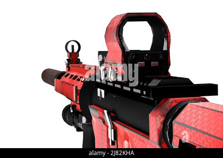 3d model of weapon with telescopic sight isolated on white Stock Photo