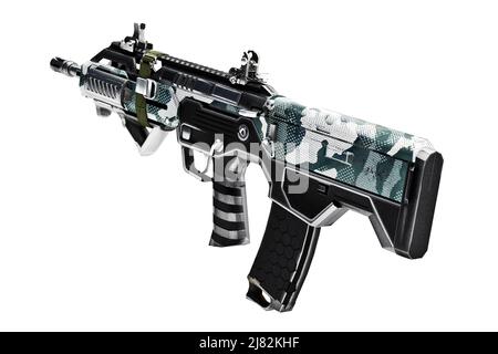 3d model of weapon with telescopic sight isolated on white Stock Photo
