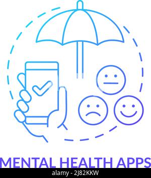 Mental health apps blue gradient concept icon Stock Vector