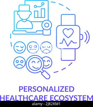 Personalized healthcare ecosystem blue gradient concept icon Stock Vector