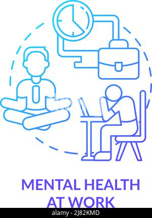 Mental health at work blue gradient concept icon Stock Vector
